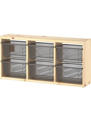 IKEA Çam Şık Saklama Ünitesi 93X21X30 cm Çocuk Odası Oyuncak Dolabı Düzenleyici