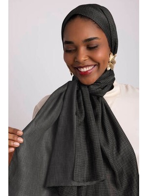 AYSHARA Aura Monogram Desenli Çift Taraflı Şal - Koyu Gri