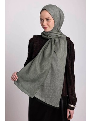 AYSHARA Aura Monogram Desenli Çift Taraflı Şal - Haki Yeşil