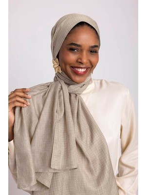 AYSHARA Aura Monogram Desenli Çift Taraflı Şal - Bej