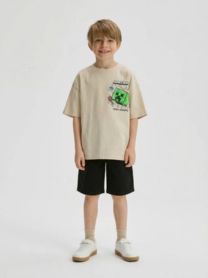 Alyakids Erkek Çocuk Minecraft Karakter Baskılı Oversize %100 Pamuklu Tişört