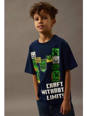 Alyakids Erkek Çocuk Tişört Oversize Minecraft Creeper Baskılı