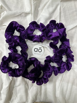 Aslı Özgün 10'lu Mor Kadife Scrunchie Saç Toka Seti (Premium Hediyelik, Bekarlığa Veda, Nişan)
