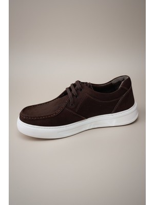 Modayak Ata Kahve Nubuk Beyaz Poli Taban Bağcıklı Günlük Erkek Ayakkabı