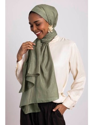 AYSHARA Aura Monogram Desenli Çift Taraflı Şal - Yeşil