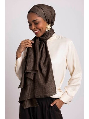 AYSHARA Aura Monogram Desenli Çift Taraflı Şal - Kahverengi