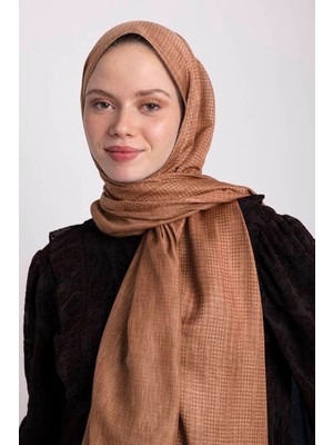 AYSHARA Aura Monogram Desenli Çift Taraflı Şal - Tarçın