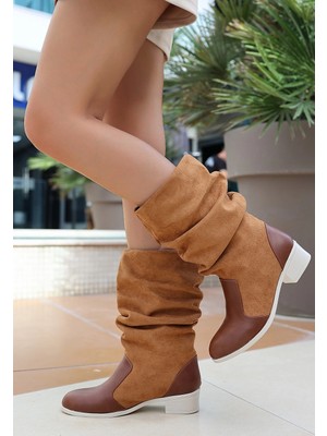 Evyora Jolin Taba Cilt Süet Detaylı Çizme