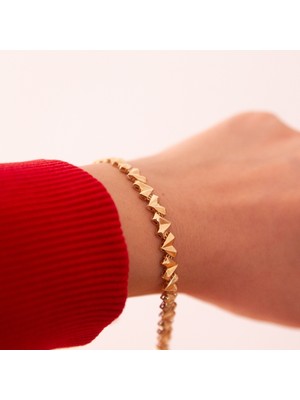 Adil İdil Kuyumculuk 14 Ayar Altın Geometrik Piramit Bileklik