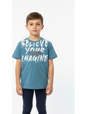 Toontoy Erkek Çocuk Bisiklet Yaka Kısa Kollu Baskılı Tişört 24991