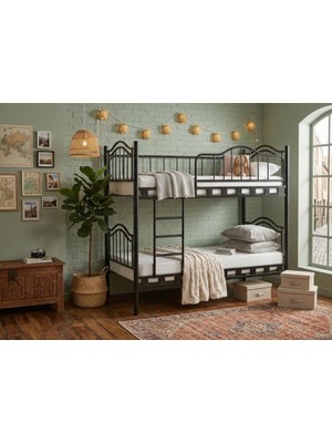 Missidea Belinay Ayrılabilir Estetik Metal Ranza Siyah 90X200 cm