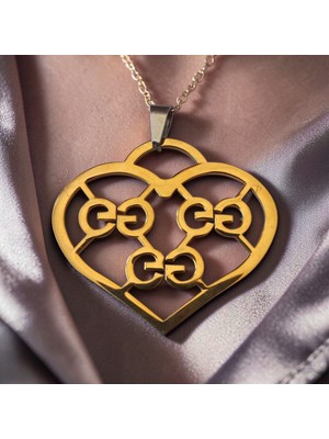 Hureggo Concept Altın Renk Kalp Tasarımlı Çelik Kolye Ucu & Zincirsiz
