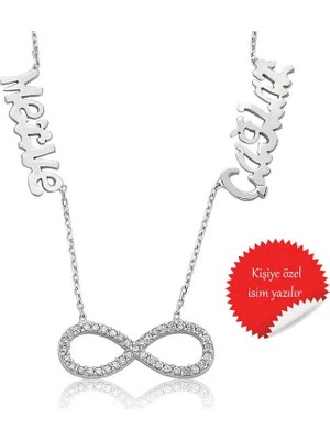 Inure Jewelry Gümüş Sonsuzluk Iki Isimli Bayan Kolye