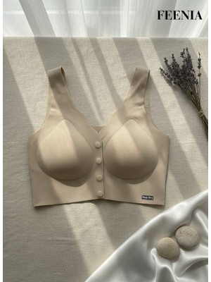Feenia Nudenity Kadın Önden Düğmeli Dikişsiz Hayalet Sütyen