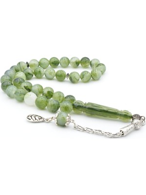 Murty99 Küre Kesim Hareli Yeşil Beyrut Kehribarı Tesbih 10 mm