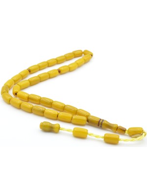 Murty99 Hakkı Usta Imzalı Kapsül Kesim Sarı Sıkma Kehribar Tesbih 002