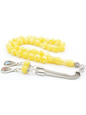 Murty99 Küre Kesim Hareli Sarı Beyrut Kehribarı Tesbih 8 mm