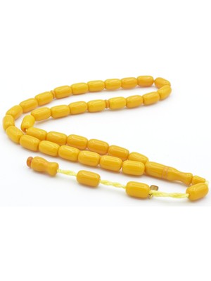 Murty99 Hakkı Usta Imzalı Kapsül Kesim Sarı Sıkma Kehribar Tesbih 001