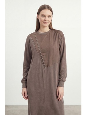 Puane Kadın Fermuar Detaylı Uzun Elbise 12686ELB