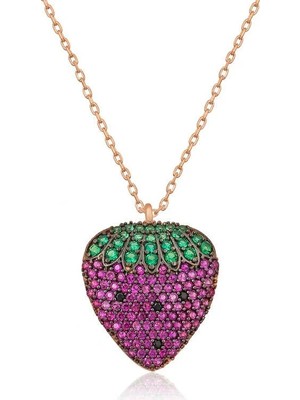Inure Jewelry Gümüş Rose Çilek Bayan Kolye