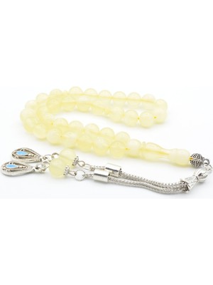 Murty99 Küre Kesim Şeffaf Sarı Beyrut Kehribarı Tesbih 8 mm