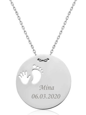 Inure Jewelry ​gümüş El Ayak Izi Yeni Doğan Kolye