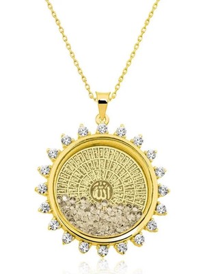 Inure Jewelry Gümüş Gold Esmaül Hüsna Bayan Kolye