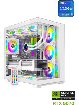 Apphirex Prime 47W I5-14400F 32GB Ddr5 Ram 1tb M2 SSD RTX5070 12GB 240MM Sıvı Soğutmalı Beyaz Masaüstü Oyuncu Bilgisayarı
