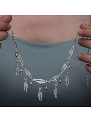 Inure Jewelry Gümüş Sonsuz Yaprak Telkari Kadın Kolye