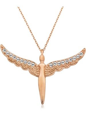 Inure Jewelry Gümüş Rose Kanatlı Melek Bayan Kolye