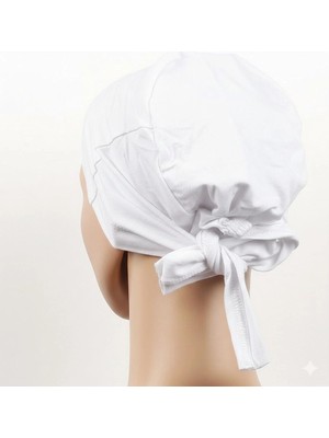 Nexgen Dikişsiz Bağlamalı Tesettür Bone - Bağlamalı Bandana Beyaz 5 Adet