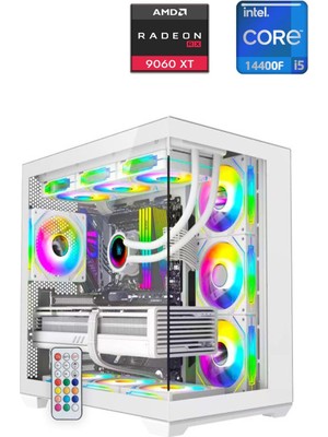 Apphirex Prime 49W I5-14400F 32GB Ram 1tb M2 SSD RX9060XT 16GB 240MM Sıvı Soğutmalı Beyaz Masaüstü Oyuncu Bilgisayarı