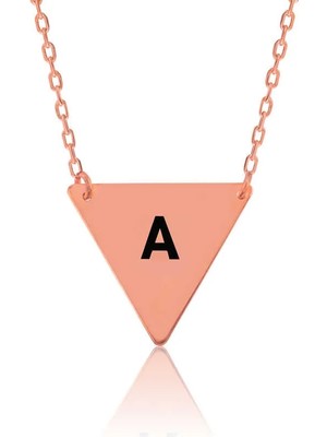 Inure Jewelry Gümüş Rose Harfli Üçgen Plaka Kolye