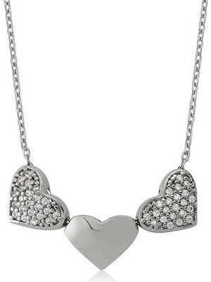 Inure Jewelry Gümüş 3 Kalpli Bayan Kolye