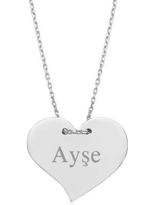 Inure Jewelry Gümüş İsimli Kalp Bayan Kolye
