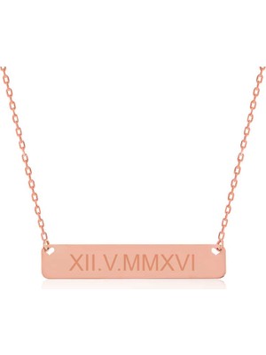 Inure Jewelry Gümüş Rose Kişiye Özel Roma Rakamlı Tarih Kolye