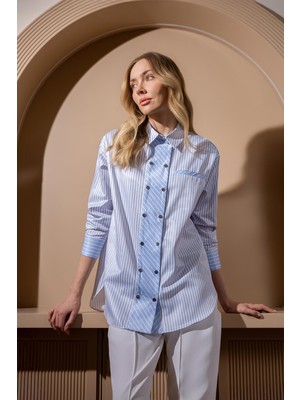 Eskişehir Mağazacılık MB11.308 Moodbasic Çiz. Çıt Çıt Detaylı Gömlek