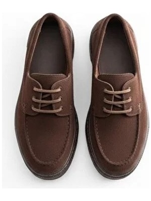 Ne&Ve Shoes Kahve Kadife Kadın Günlük Rahat Bağcıklı Ayakkabı