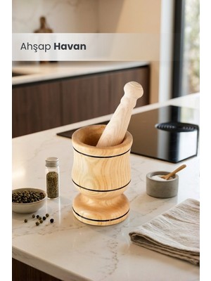 Orvila Havan Ahşap Baharat ve Sarımsak Ezici