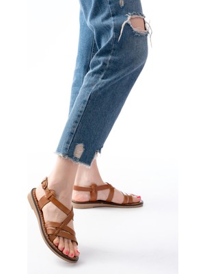 Zerenyus ZRİN-205-05 Premium Taba Ortopedik Hakiki Deri Sandalet