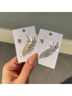 Merve Takı Altın Kaplama Kanatlı Yıldız Kıkırdak Küpe
