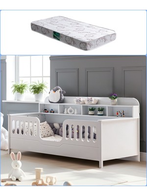 Setay Montessori Karyola, Etap Kitaplıklı Montessori Karyola - 1 Adet 90X190 Comfort Yatak