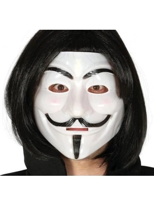 Nexgen Siyah Renk Takma Kısa Saç ve V For Vendetta Maskesi Anonymous Maskesi