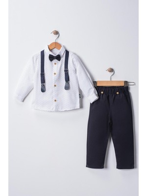 Erkek Bebek&çocuk Baskılı Salopet Takım Gömlek Pantolon Papyon