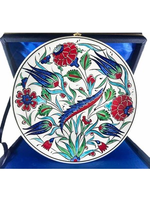 Çini Evi Geleneksel Hediye Rüzgarlı Bahçe Desenli Iznik Çini Tabak