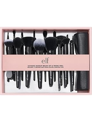 Indispensablely E.l.f. Ultimate Makyaj Fırça Seti Seyahat Rulosu, 17 Parça Fırça Seti, Göz Farı Fırçaları, Fondö