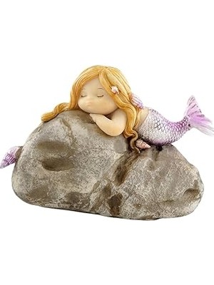 Indispensablely Top Collection Minyatür Peri Bahçesi Teraryum Kaya Heykeli Üzerinde Küçük Denizkızı
