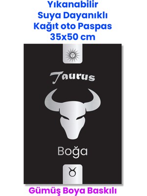 Balkan Ambalaj Suya Dayanıklı Yıkanır Boğa Burcu Oto Paspas Kağıdı Siyah Gümüş Baskı Kağıt Paspas 50 Adet 35X50CM