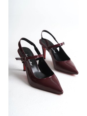 Ayakkabı Ateşi Bordo Rugan Kadın Özel Tasarım Topuklu Ayakkabı Stiletto Zavos