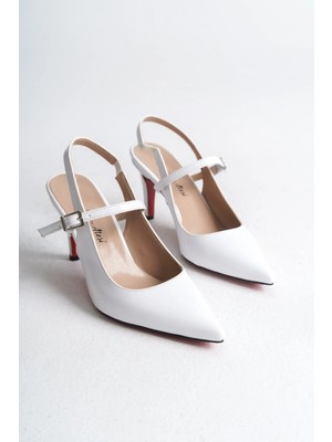 Ayakkabı Ateşi Beyaz Rugan Kadın Özel Tasarım Topuklu Ayakkabı Stiletto Zavos